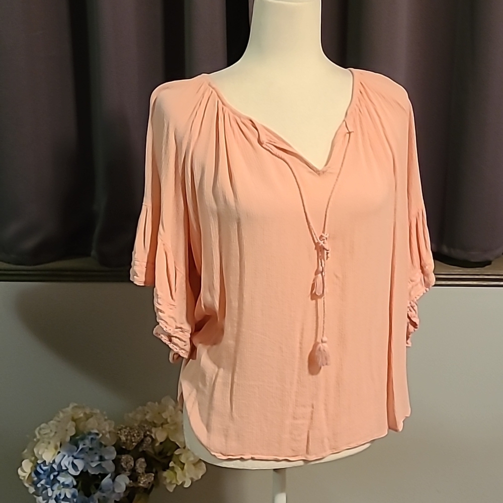 Ana Wide Sleeved PInk Top - Size Medium